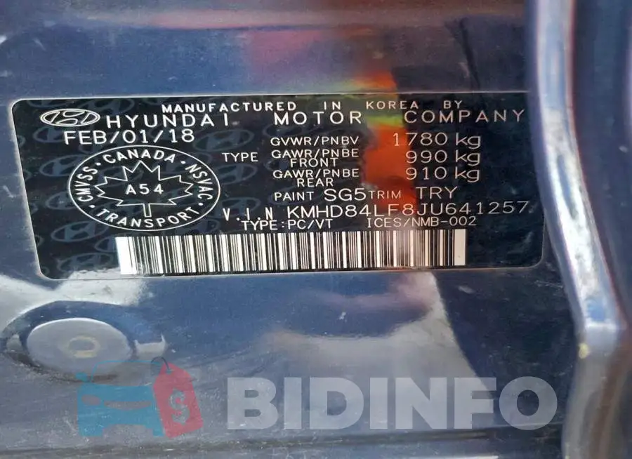 KMHD84LF8JU641257 Photo# 13