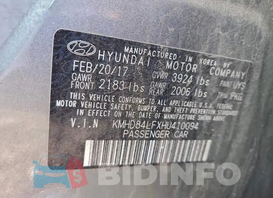 KMHD84LFXHU410094 Photo# 12