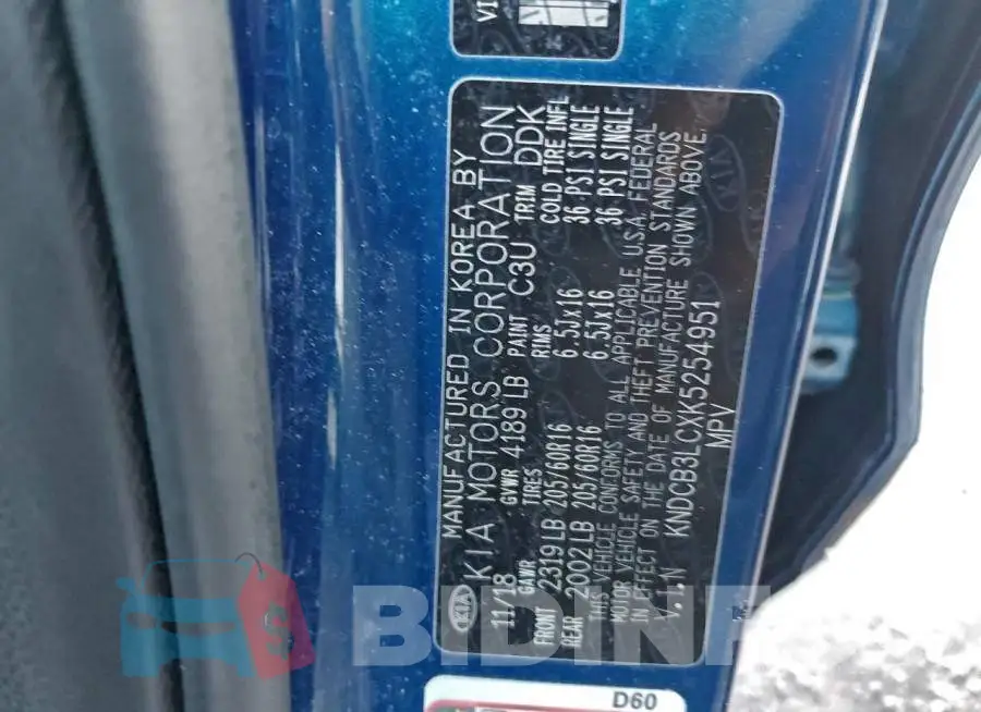 KNDCB3LCXK5254951 Photo# 14