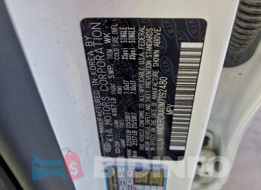 KNDEPCAA0M7192480 Photo# 13