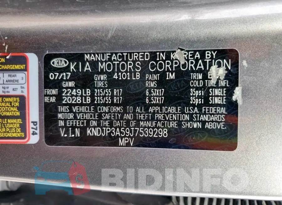 KNDJP3A59J7539298 Photo# 13