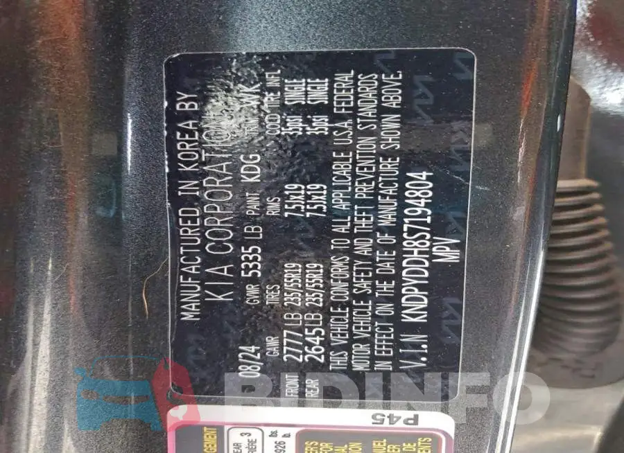 KNDPYDDH8S7194804 Photo# 13