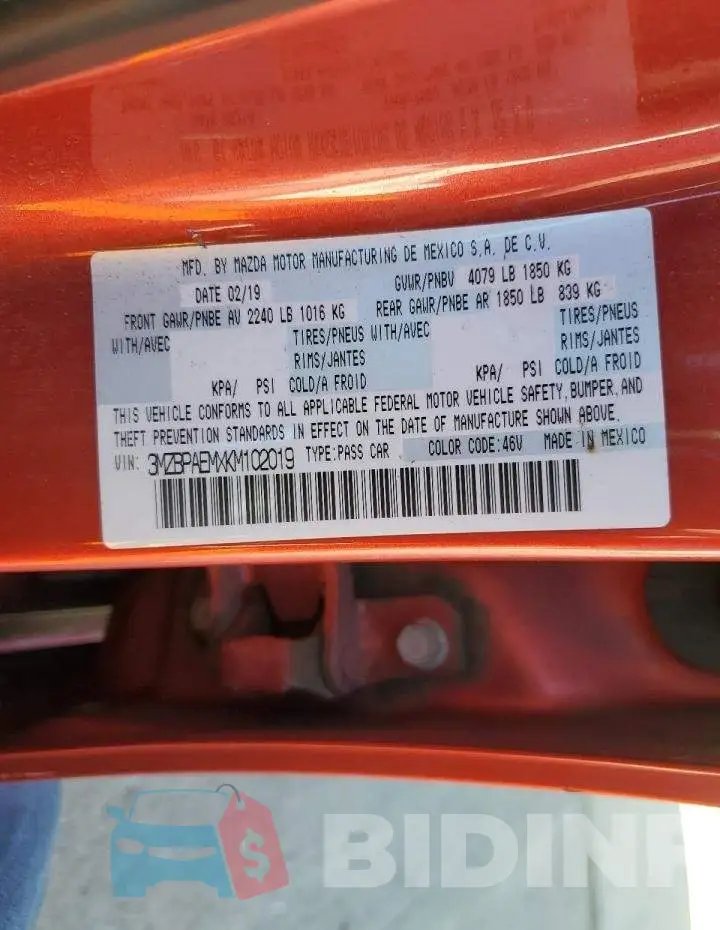 3MZBPAEMXKM102019 Photo# 13