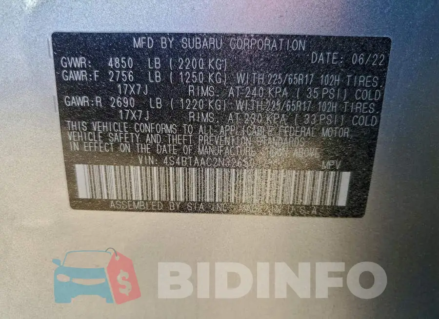 4S4BTAAC2N3265017 Photo# 14
