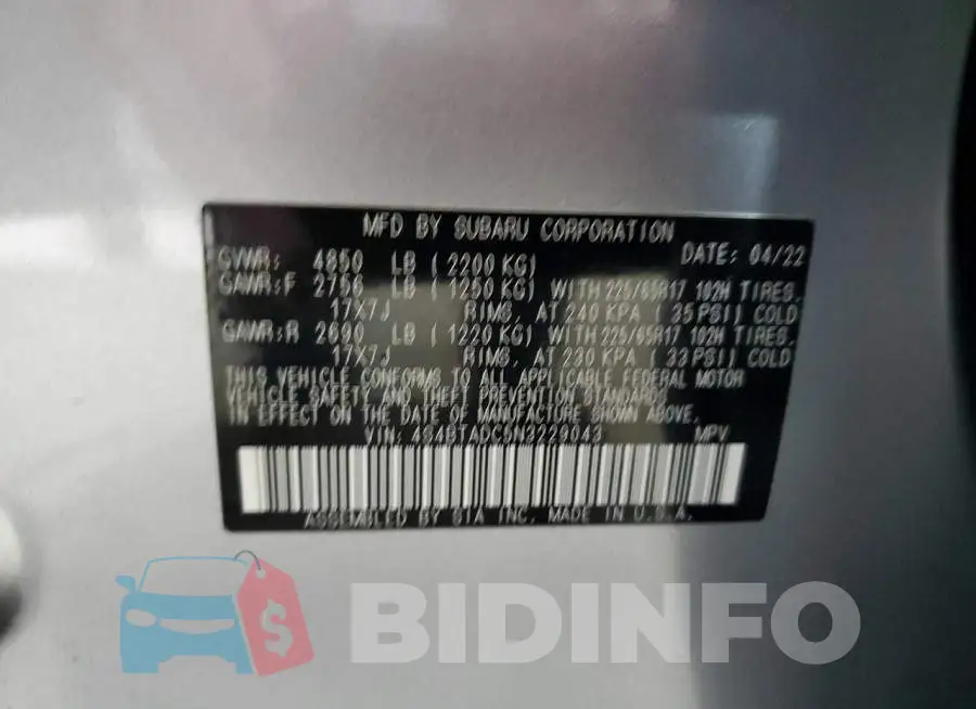 4S4BTADC5N3229043 Photo# 12