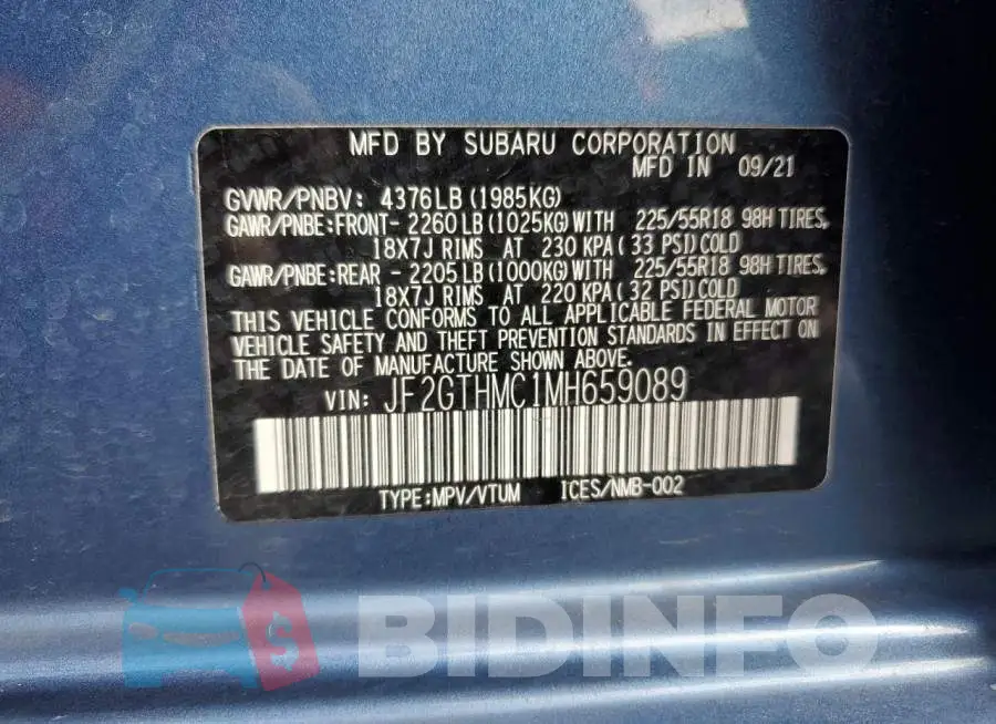 JF2GTHMC1MH659089 Photo# 13