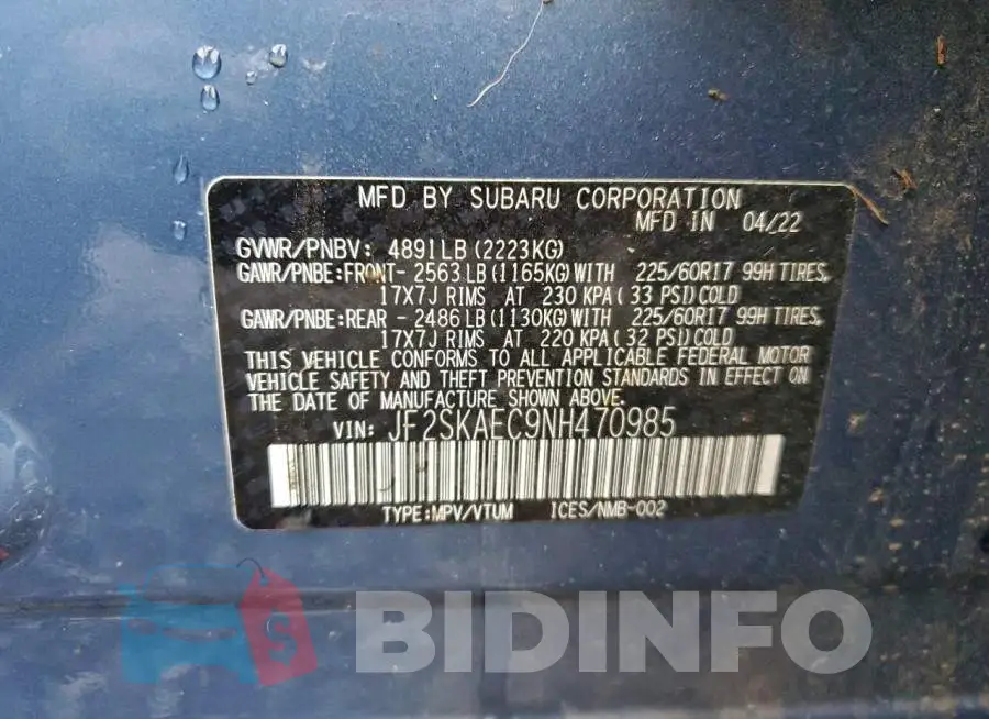 JF2SKAEC9NH470985 Photo# 13