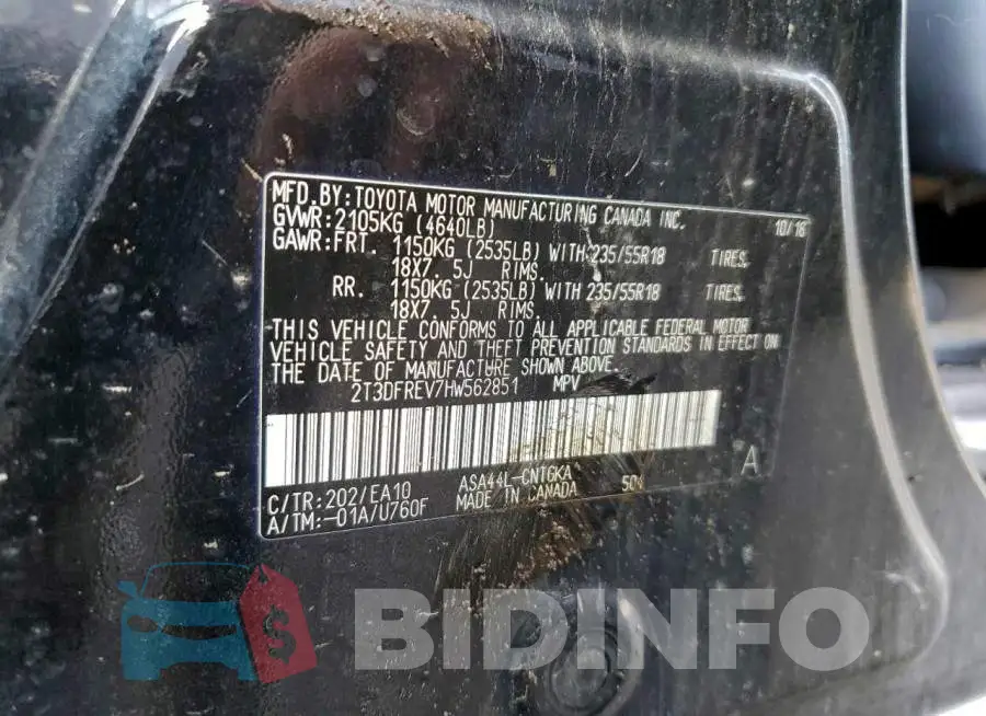 2T3DFREV7HW562851 Photo# 13