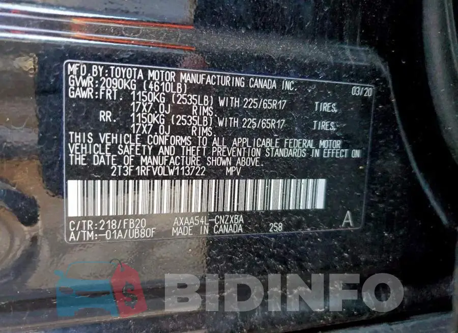 2T3F1RFV0LW113722 Photo# 13