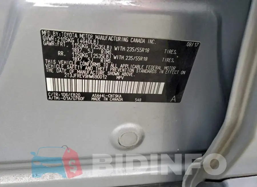 2T3JFREV9HW690012 Photo# 13