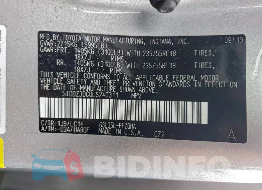 5TDDZ3DC0LS240311 Photo# 13