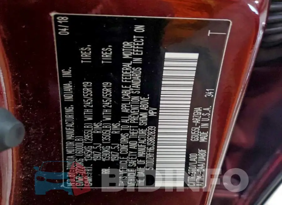 5TDDZRFH6JS862839 Photo# 13