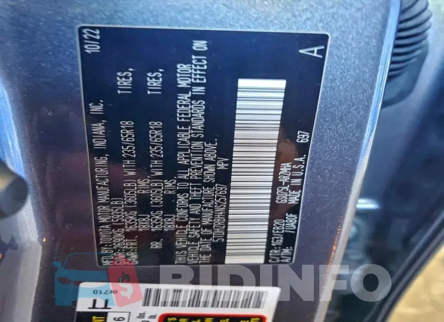 5TDHZRBH4NS257697 Photo# 13