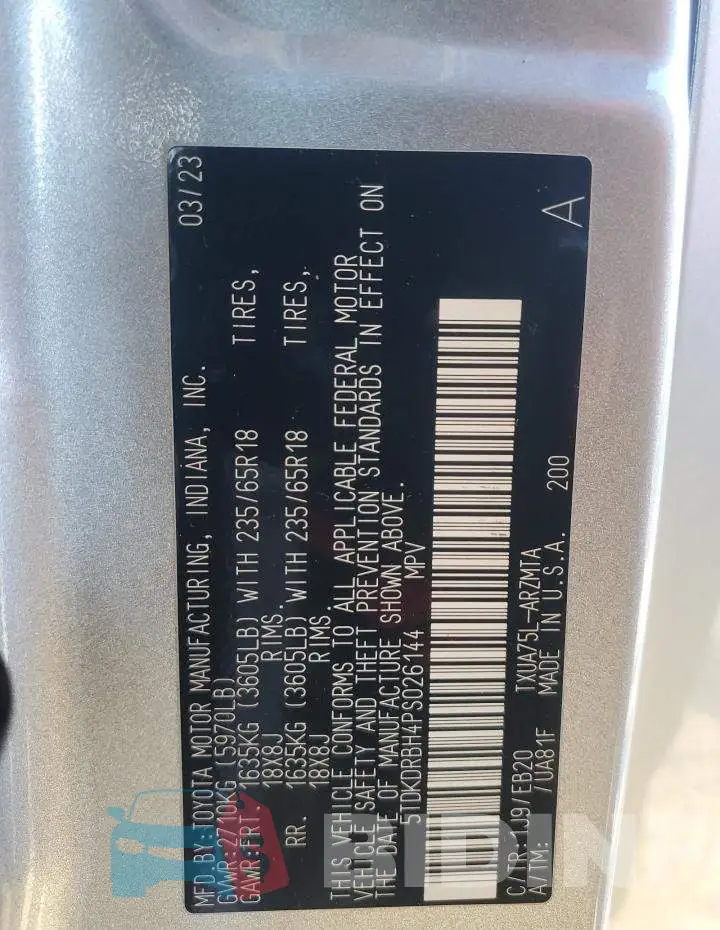 5TDKDRBH4PS026144 Photo# 13