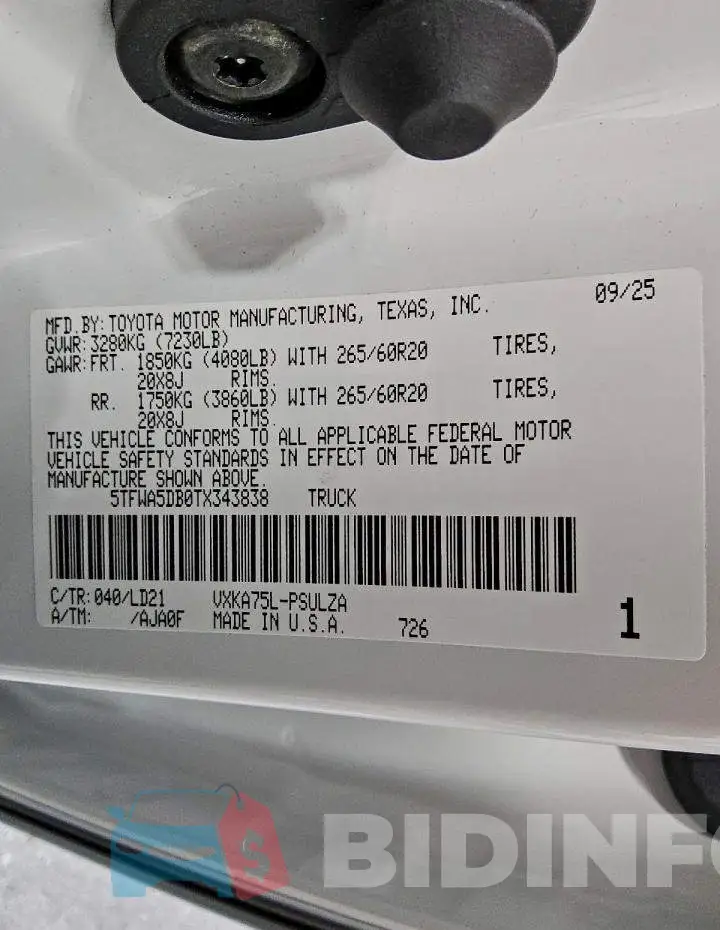 5TFWA5DB0TX343838 Photo# 12