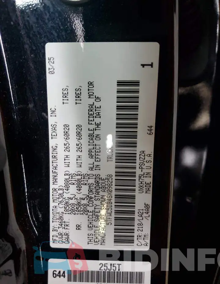 5TFWC5DB4SX098258 Photo# 12