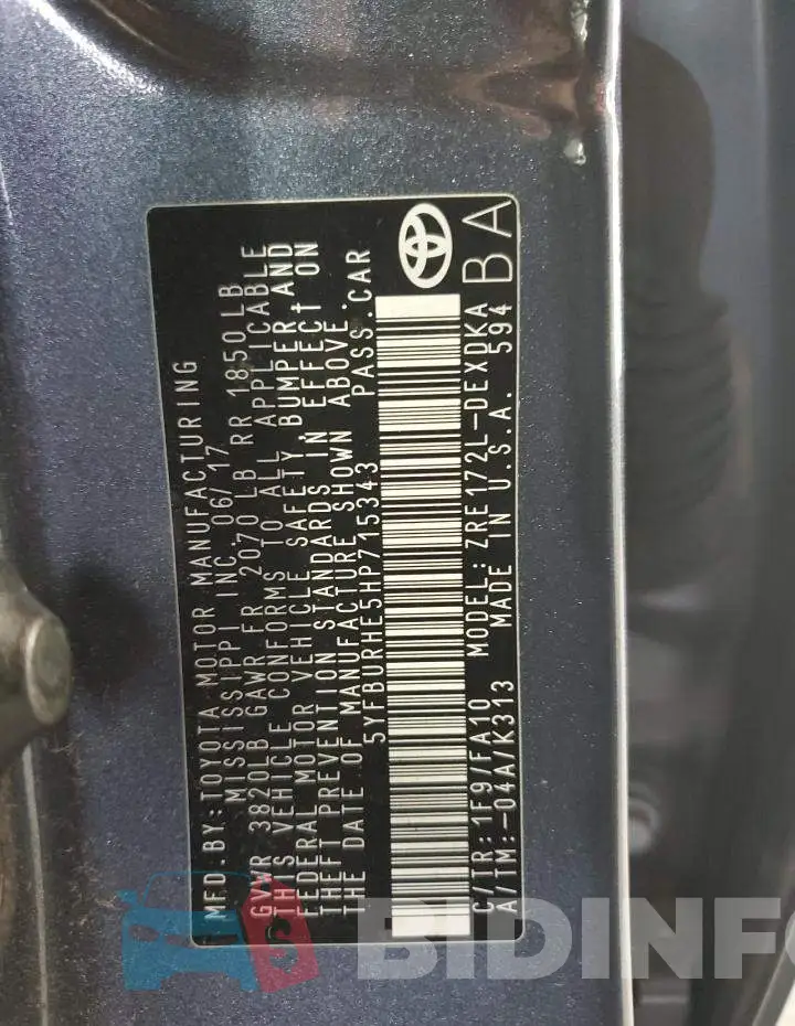 5YFBURHE5HP715343 Photo# 12