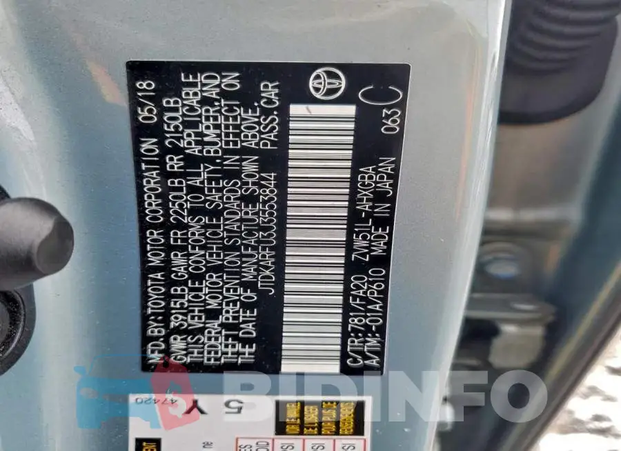 JTDKARFU3J3553844 Photo# 12