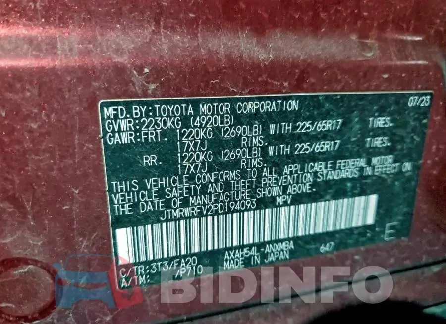 JTMRWRFV2PD194093 Photo# 14