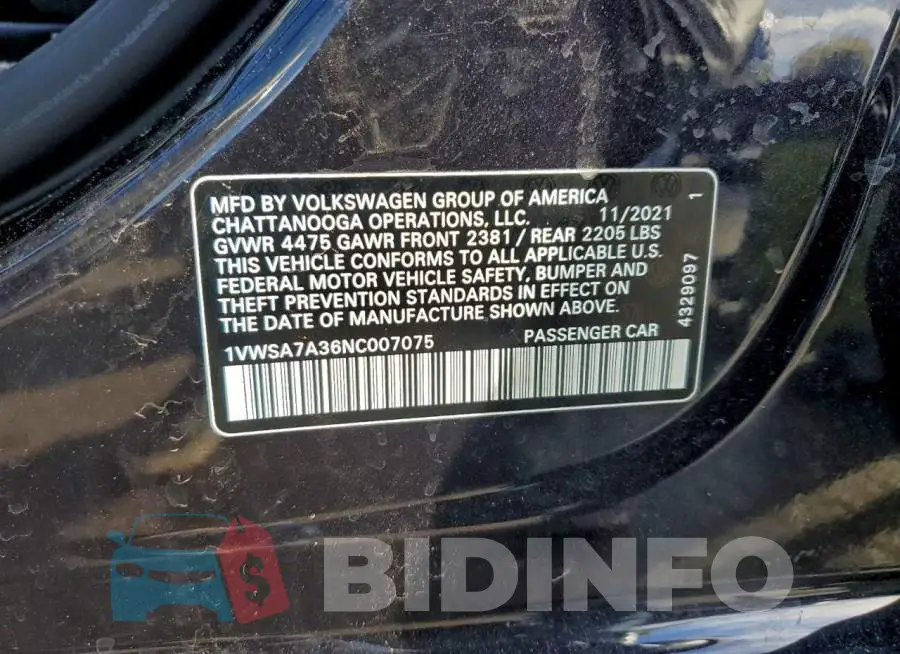 1VWSA7A36NC007075 Photo# 12