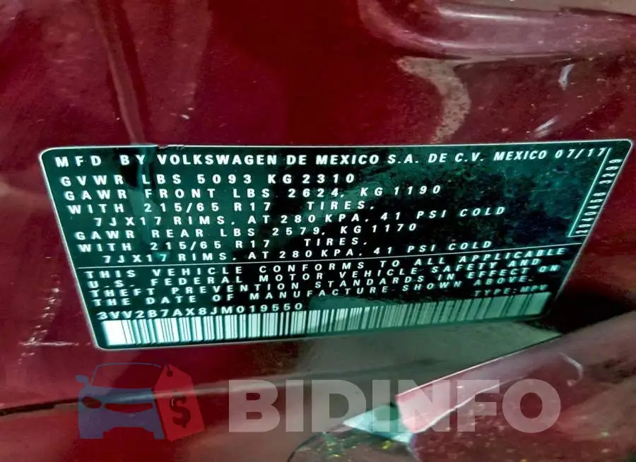 3VV2B7AX8JM019550 Photo# 13