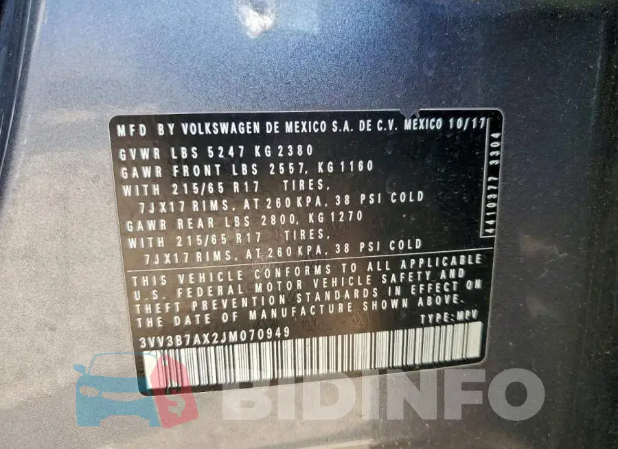 3VV3B7AX2JM070949 Photo# 12