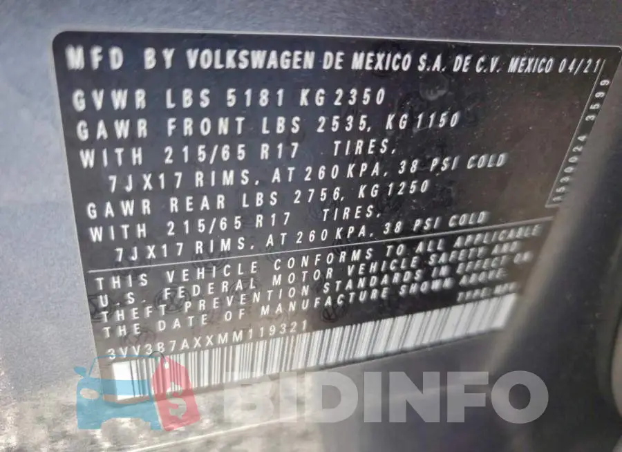 3VV3B7AXXMM119321 Photo# 14