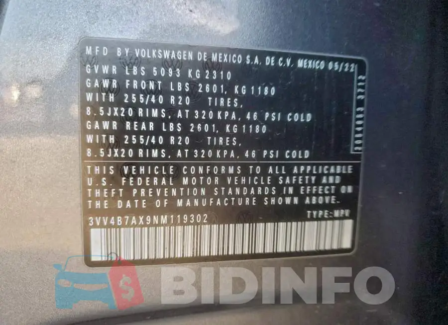 3VV4B7AX9NM119302 Photo# 13