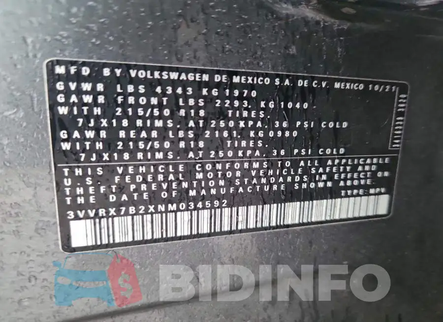 3VVRX7B2XNM034592 Photo# 14
