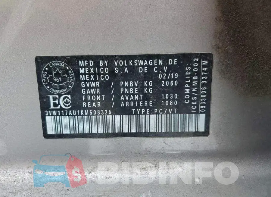 3VW117AU1KM508325 Photo# 13