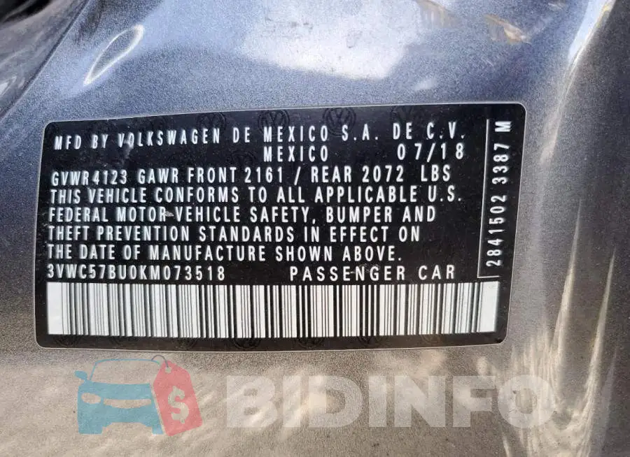 3VWC57BU0KM073518 Photo# 13