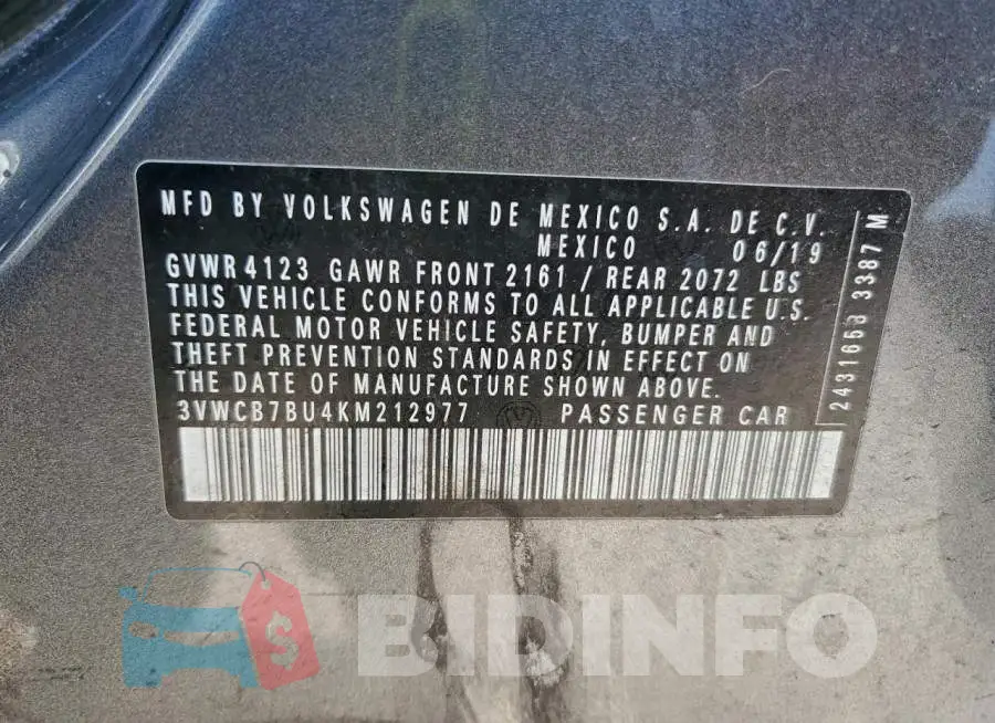 3VWCB7BU4KM212977 Photo# 12