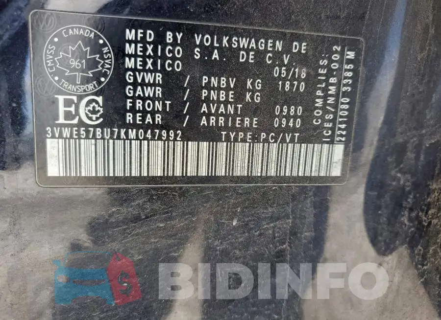 3VWE57BU7KM047992 Photo# 13