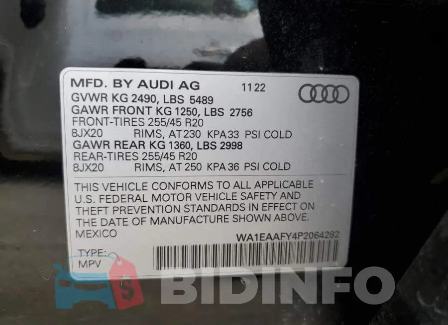 WA1EAAFY4P2064282 Photo# 14