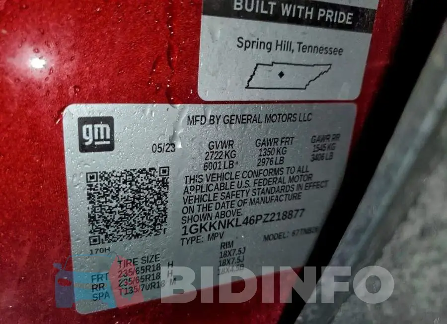 1GKKNKL46PZ218877 Photo# 13