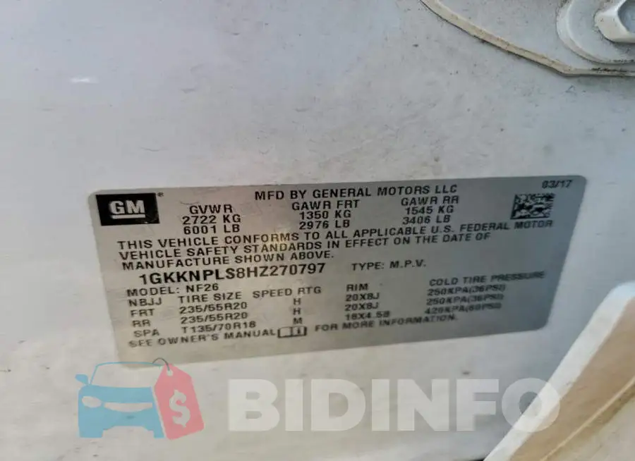 1GKKNPLS8HZ270797 Photo# 13