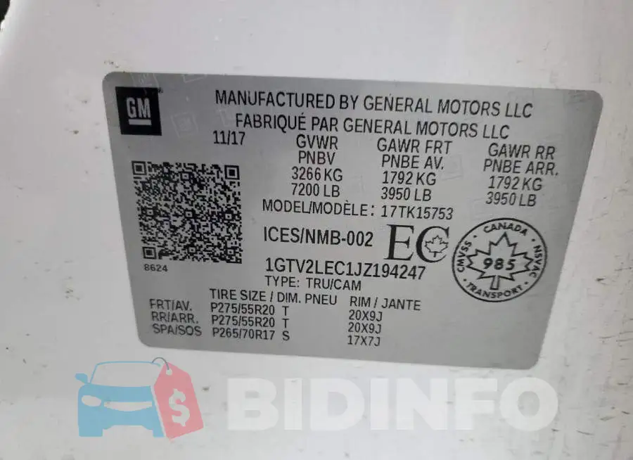 1GTV2LEC1JZ194247 Photo# 13