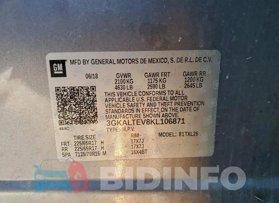 3GKALTEV8KL106871 Photo# 14