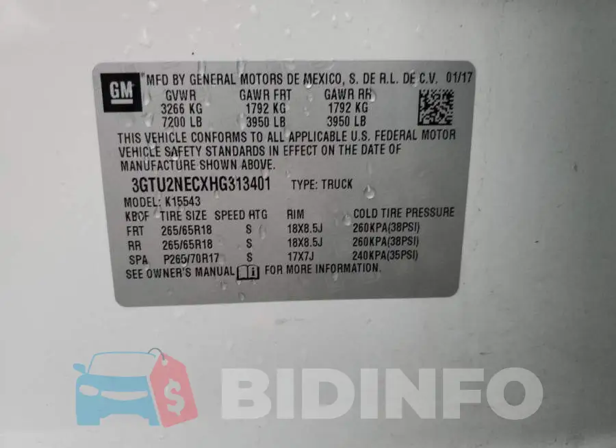 3GTU2NECXHG313401 Photo# 12