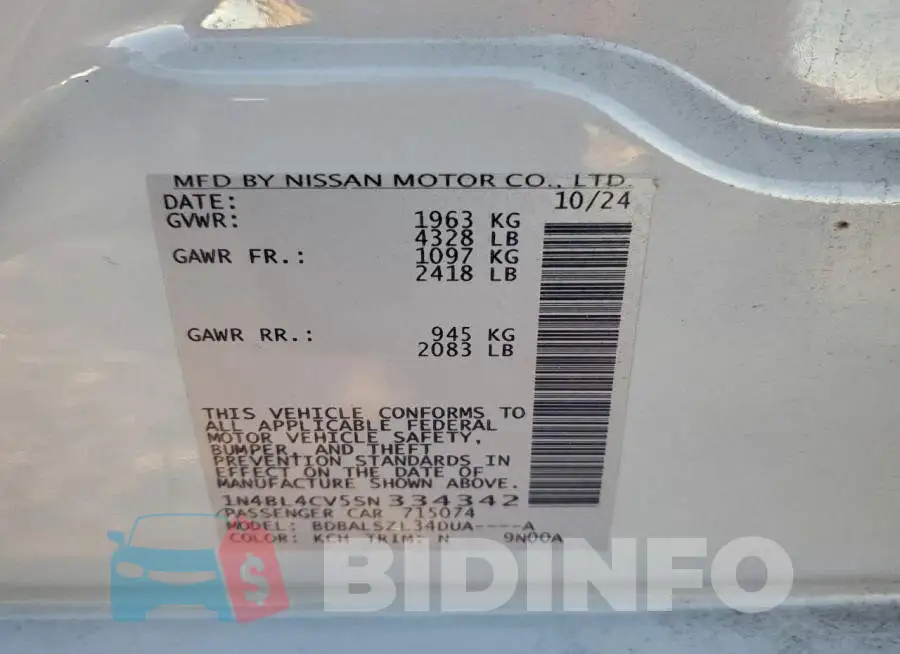 1N4BL4CV5SN334342 Photo# 13