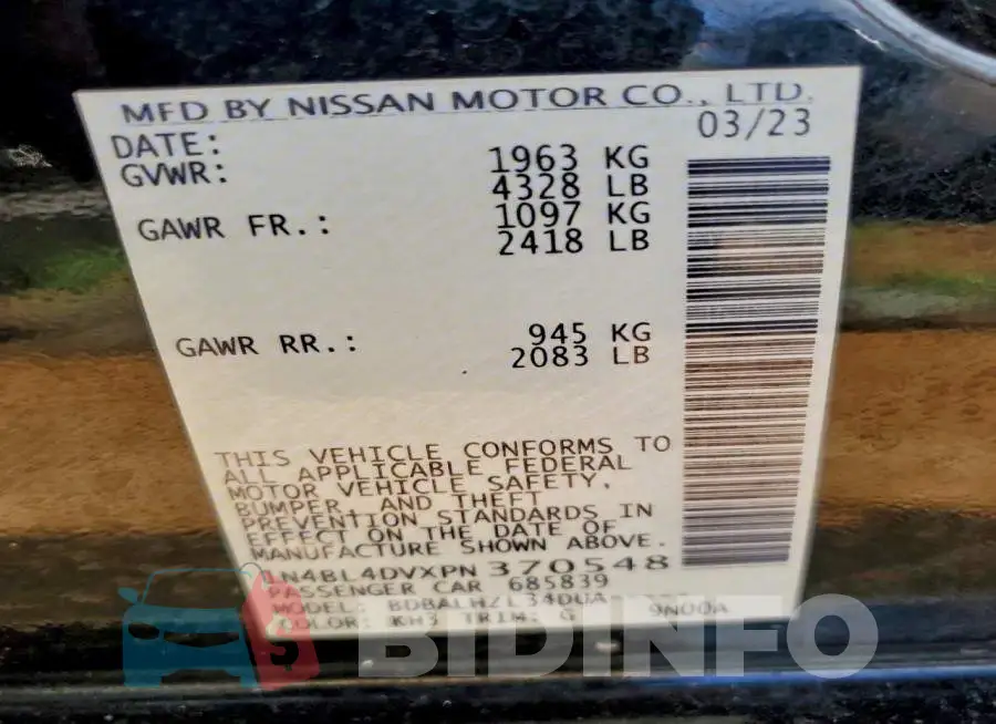 1N4BL4DVXPN370548 Photo# 12