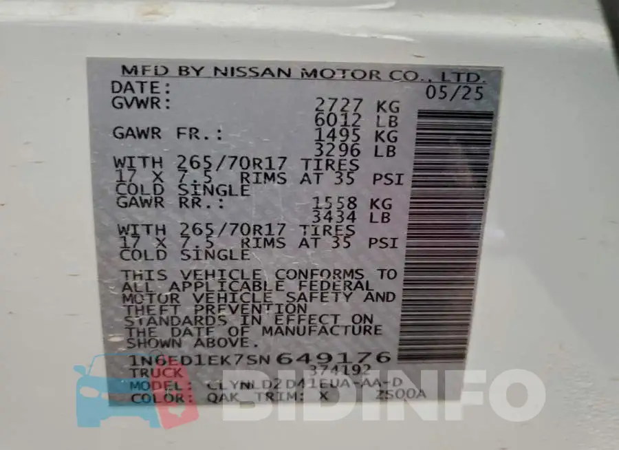 1N6ED1EK7SN649176 Photo# 13