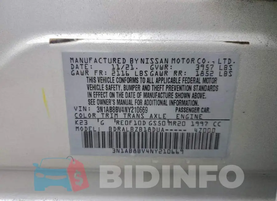 3N1AB8BV4NY210669 Photo# 13