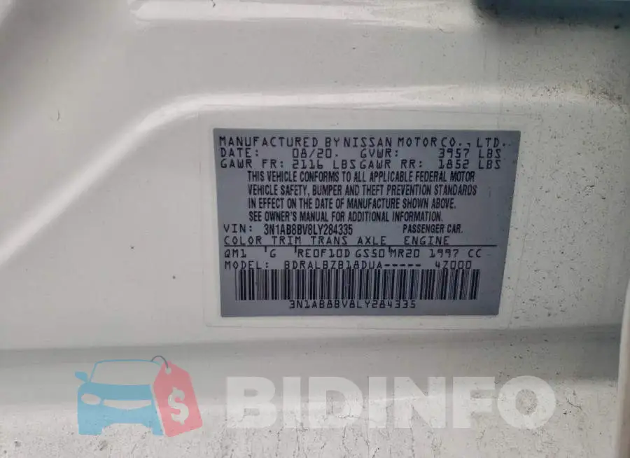 3N1AB8BV8LY284335 Photo# 12