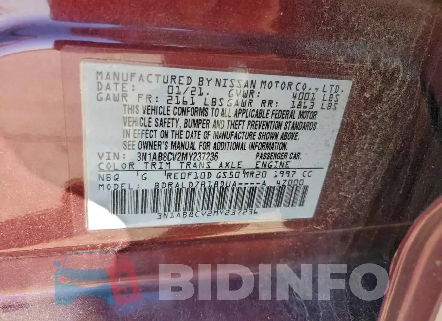 3N1AB8CV2MY237236 Photo# 12