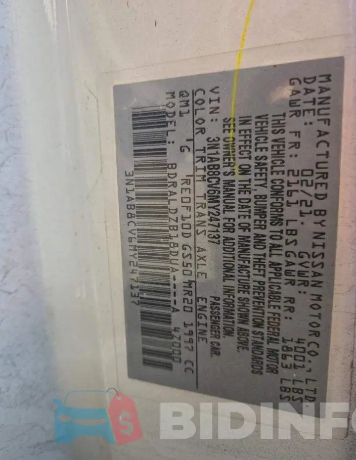 3N1AB8CV6MY247137 Photo# 12