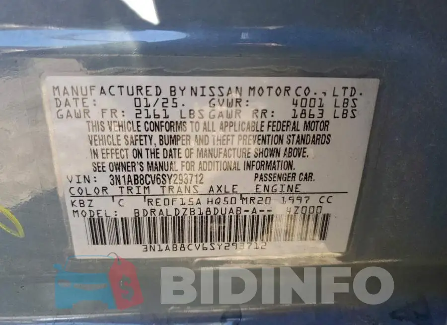 3N1AB8CV6SY293712 Photo# 12