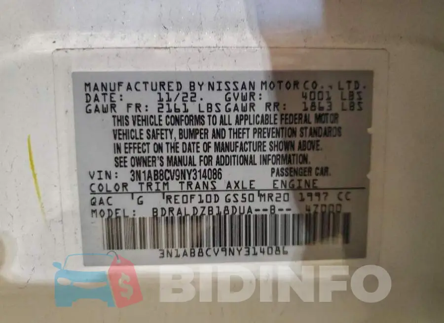 3N1AB8CV9NY314086 Photo# 12