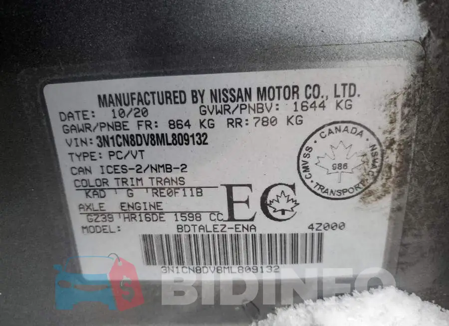 3N1CN8DV8ML809132 Photo# 12
