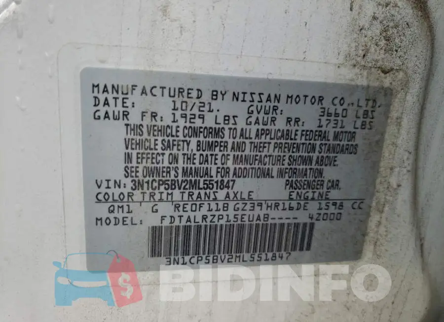 3N1CP5BV2ML551847 Photo# 13